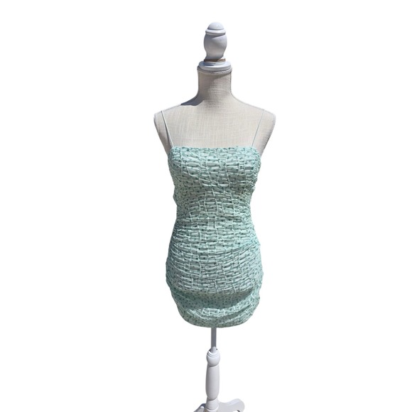 For Love & Lemons Drea Polka Dot Mini Ruched Dress Small Bodycon Small - Picture 2 of 5